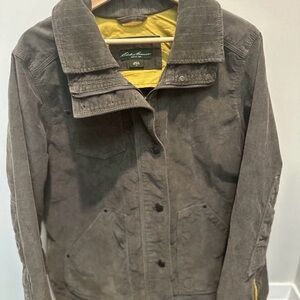 Eddie Bauer Brown Corduroy Jacket with Yellow Interior